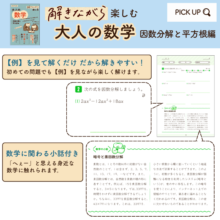 解きながら楽しむ 大人の数学 因数分解と平方根編
